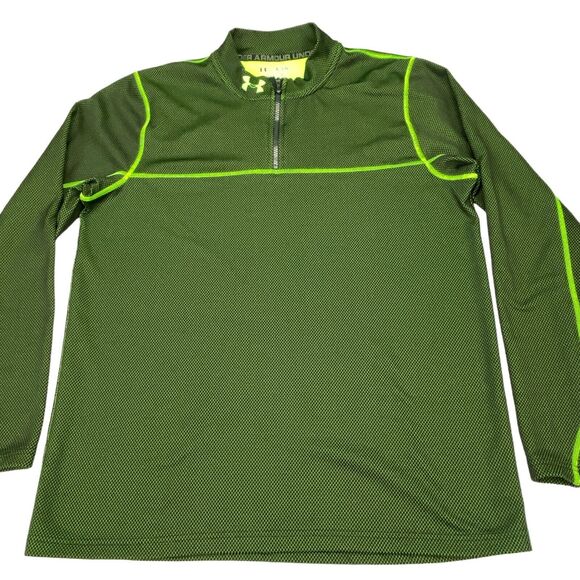 Under armour Activewear Top Men's XL Green ColdGear Skateboarding Quarter Zip - Picture 13 of 16